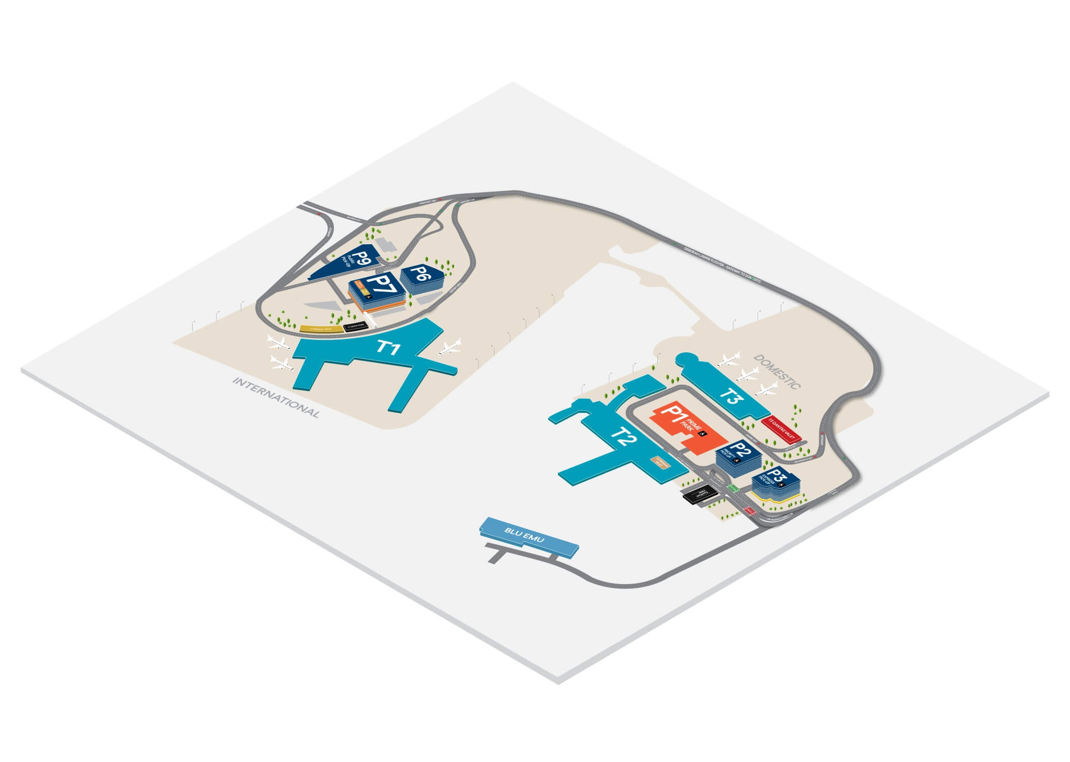 Sydney Airport Parking Map Domestic International BluEmu